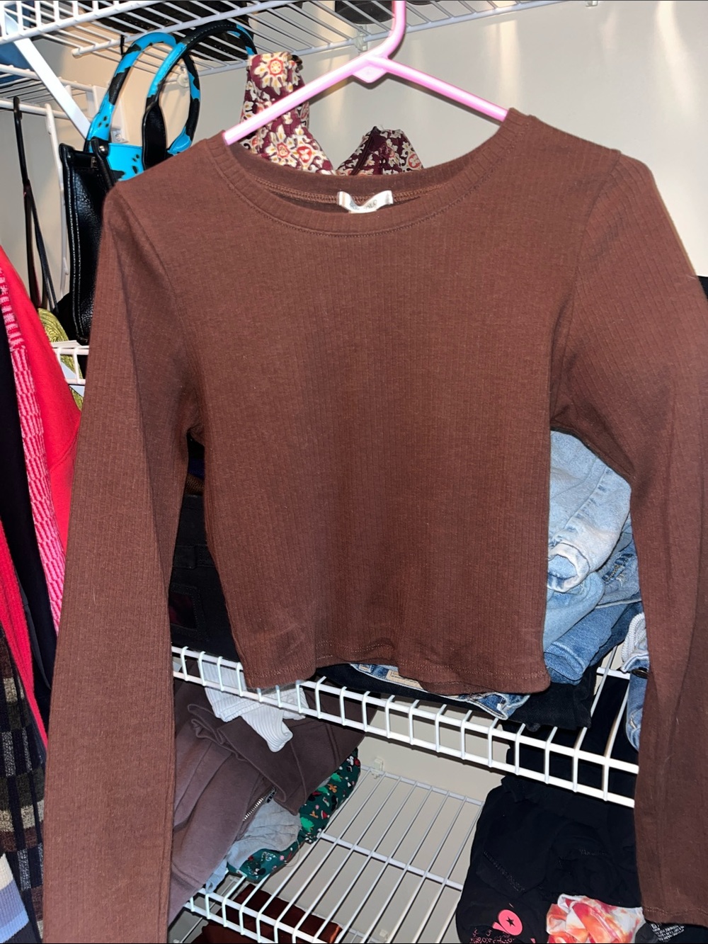 brown cropped long sleeve
